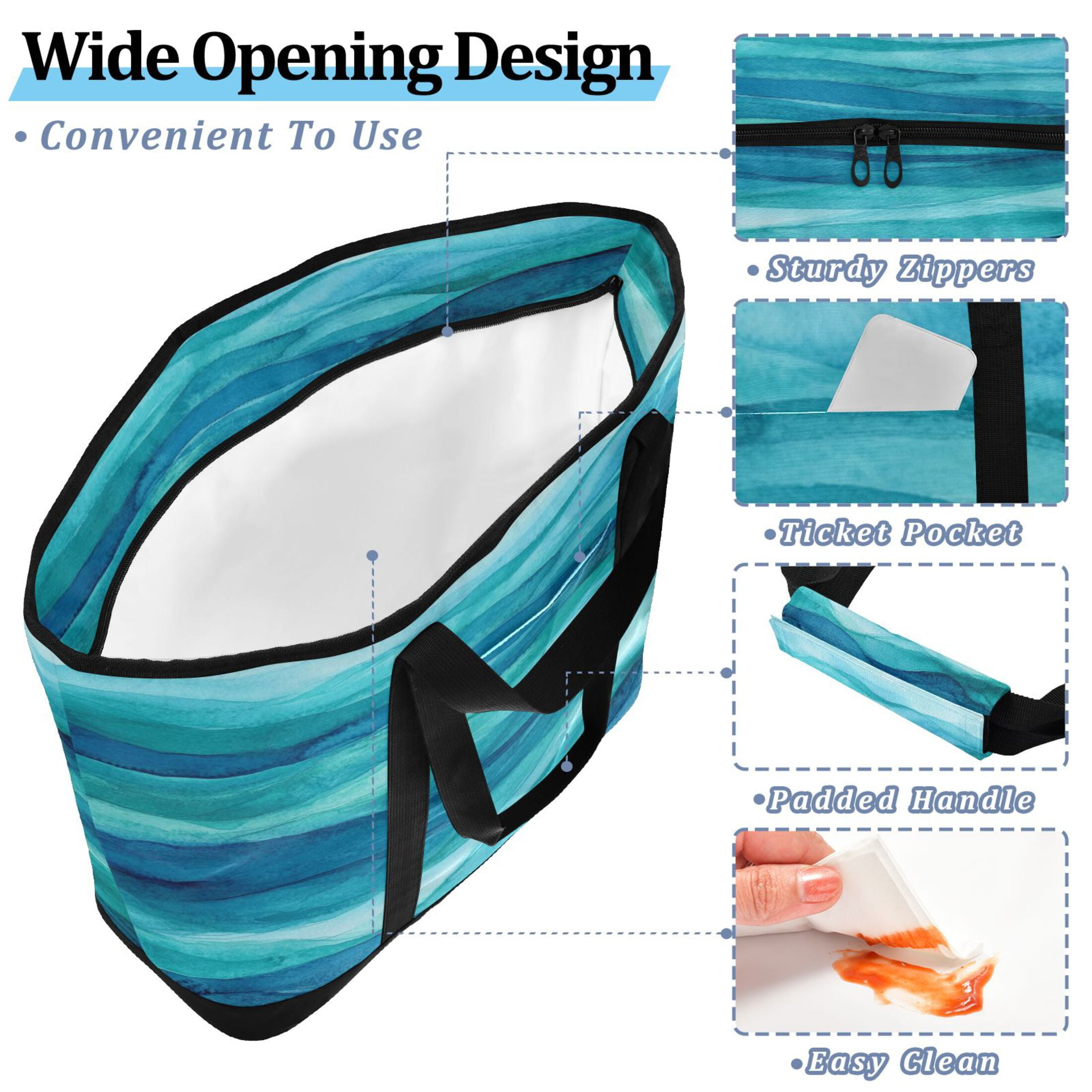 Large Hand-held Ice Pack Picnic Bag Insulation and Refrigeration Suitable for Shopping Picnics and Camping Beautiful Green Sea