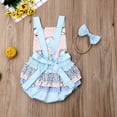 thumbnail image 3 of Aunavey Infant Baby Gril Easter Romper Bunny Halter Ruffle One Piece Outfit Clothes Playsuit with Headband, 3 of 8