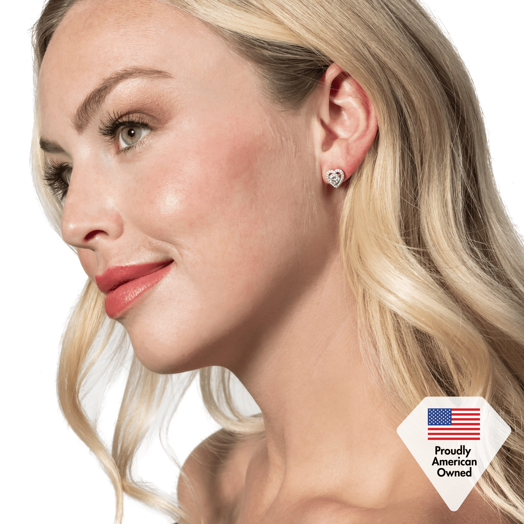 Moissanite by Cate & Chloe Briana 925 Sterling Silver Heart Stud Earrings 1TCW for Women, Gift for Her