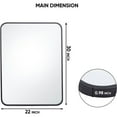thumbnail image 5 of 22x30 Inch Black Wall Mirror for Bathroom, Wall Mounted Rectangular Entryways Decor Vanity Mirrors with Stainless Steel Metal Frame and Rounded Edge (1), 5 of 7