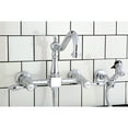 thumbnail image 2 of Kingston Brass KS1241TALBS Tudor Wall Mount Bridge Kitchen Faucet with Brass Spray, Polished Chrome, 2 of 3