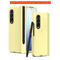 Dteck Case for Samsung Galaxy Z Fold 4,Shockoof Armor Case Hinge Protection Built-in Screen Protector Hard PC Cover for Galaxy Z Fold4 5G with Pen Stylus,Yellow