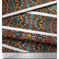 thumbnail image 2 of Soimoi Silk Fabric Stripe & Mandala Kaleidoscope Printed Craft Fabric by The Yard 42 Inch Wide, 2 of 3