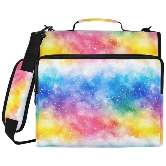 ALAZA Zipper Binder Rainbow Tie Dye Pattern 2 inch 3 Ring 500 Sheet Capacity Trapper Keeper File Folder Organizer Bag