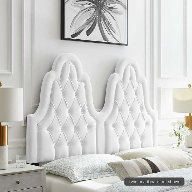 Modway Augustine Tête de Lit Simple Capitonnée en Velours de Performance, Blanc