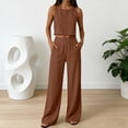 thumbnail image 2 of Summer Two-Piece Set for Women Round-Neck Sleeveless Crop Top + Comfortable Soft Wide-Leg Pants for Everyday and Vacations, 2 of 8