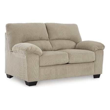 Bowery Hill Sand Corduroy Upholstered Loveseat with Foam Cushions