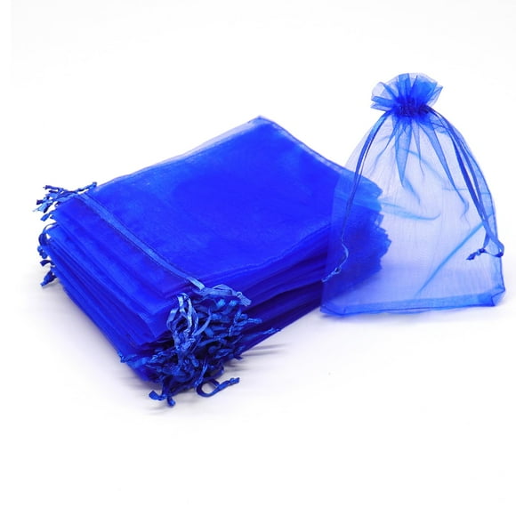 100 Bolsas de Regalo Bezall de Organza Azul Real 13x18 cm