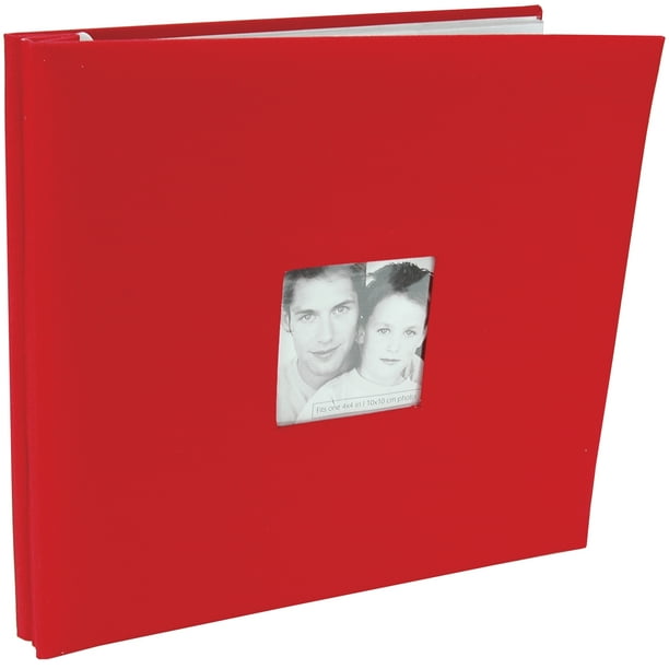 MBI Fashion Fabric Post Bound Album W/Window 12"X12"-Rouge