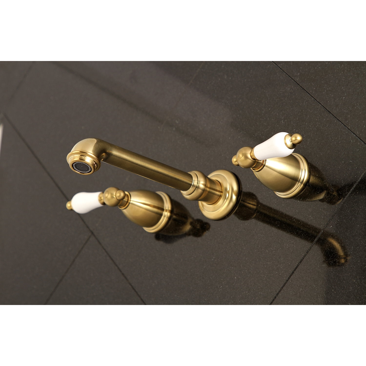 Kingston Brass KS7127PL 8-Inch Center Wall Mount Bathroom Faucet, Brushed Brass