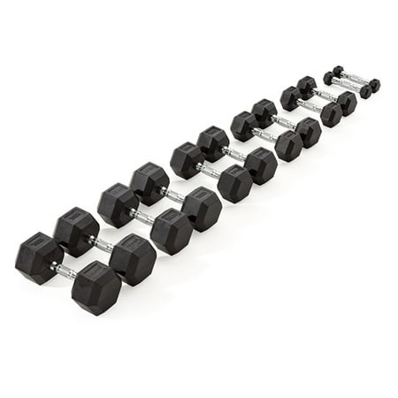York Rubber Hex Dumbbell Stock Sets Without Rack - 105-125