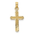 thumbnail image 3 of FB Jewels 14K Gold Polished Cross With Stripped Border Pendant, 3 of 4