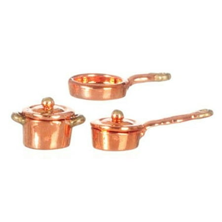 Q01 House - Dollhouse 1/2In Copper Casserole Set/5