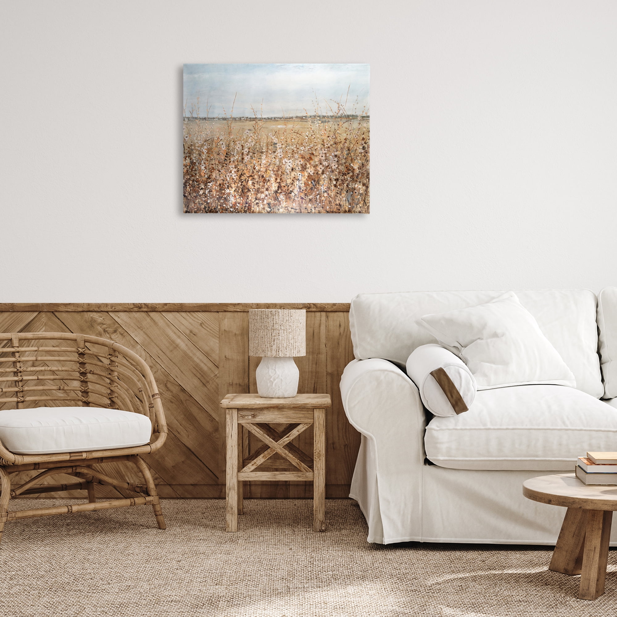 Stupell Industries Solemn Neutral Meadow Landscape & Nature Painting Wrapped Canvas Art Print Wall Art, 30 x 24