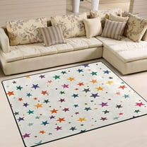 Yayeee Area Rugs for Living Room 5.2'x4' Non Slip Washable Bedroom Floor Carpet, Beige Stars