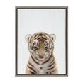 thumbnail image 2 of Kate and Laurel Sylvie Baby Tiger Color Illustration Framed Canvas Wall Art by Simon Te of Tai Prints, 18x24 Gray, Adorable Animal Art Wall Décor, 2 of 6