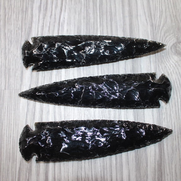 3 Obsidian Ornamental Spearheads #2663 Arrowhead