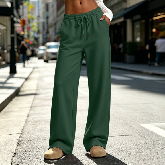 ClodeEU Women's Drawstring Wide Leg Sweatpants,Soft Casual Lounge Pants with Pockets ,Women's Plus L
