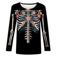 thumbnail image 4 of SDNall Halloween Sweatshirts for Women Skeleton Graphic 2024 Halloween Women Fashion Tees Casual Round Neck Loose Cute T-Shirt Long Sleeve Ladies Top, 4 of 9