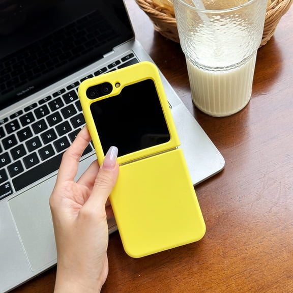 Case Designed for Samsung Galaxy Z Flip 5, Luxury Liquid Silicone Shokcproof Lightweight Ultra Slim Skin Friendly Matte Phone Case for Men and Women for Samsung Galaxy Z Flip 5, Yellow