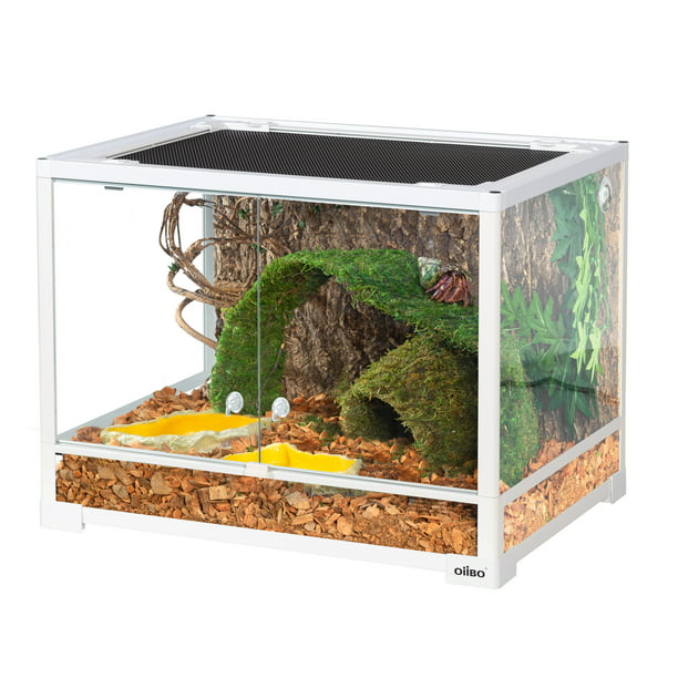 Oiibo Reptile Glass Terrarium Swing, Terrarium With Sliding Doors