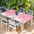 thumbnail image 2 of Pink Christmas Balls Table Cloths for 5 Foot Rectangle Tables, Xmas Tree Snowflake Patio Waterproof Elastic Fitted Tablecloths, Washable Rectangular Table Cover for Camping, 2 of 8
