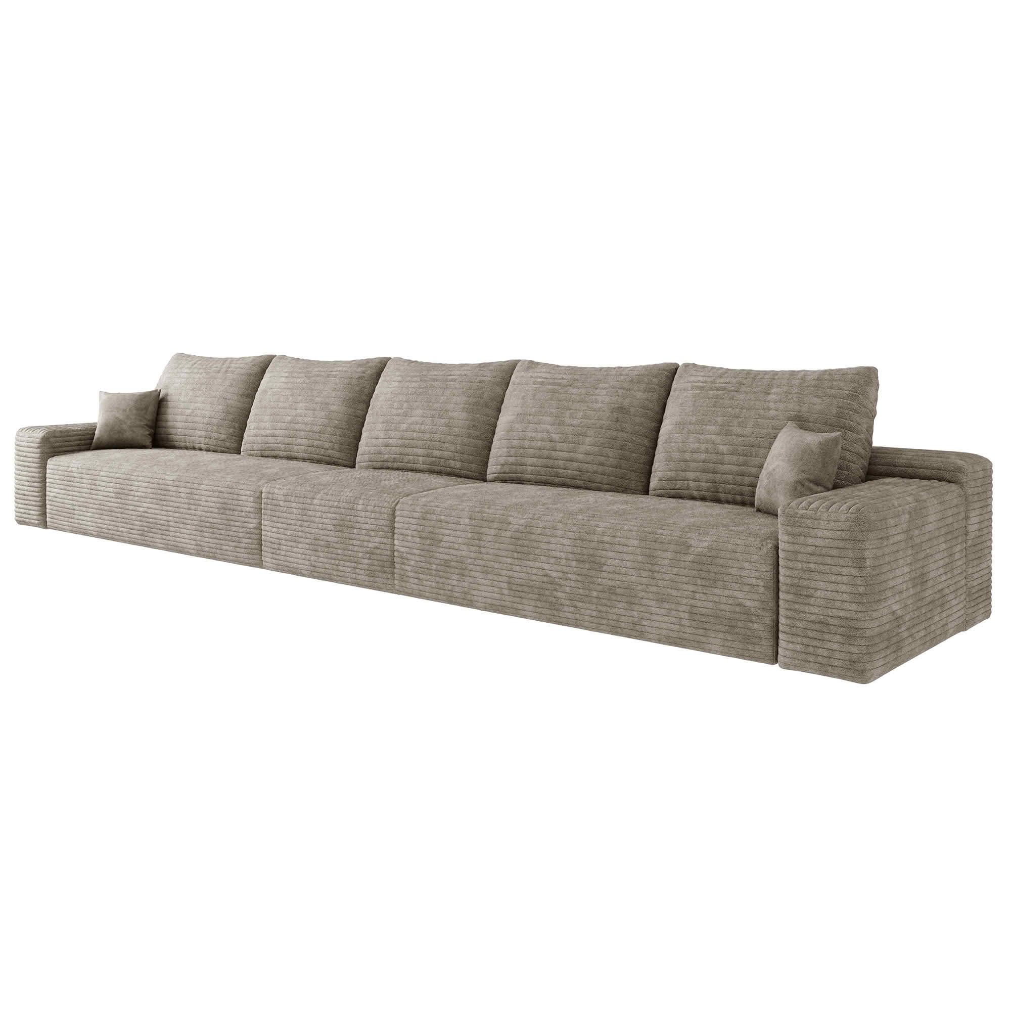 MAYEERTY 168" Cloud Sectional Couch, Deep Seat Modular Sofa, Plush Corduroy Fabric, No Assembly Required, Camel