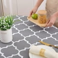 thumbnail image 5 of 60" Moroccan Polyester Tablecloth for Round Tables, Waterproof Stain Resistant Washable Dining Table Protector for Holiday, Party, Indoor and Outdoor, Light Grey and White, 5 of 6