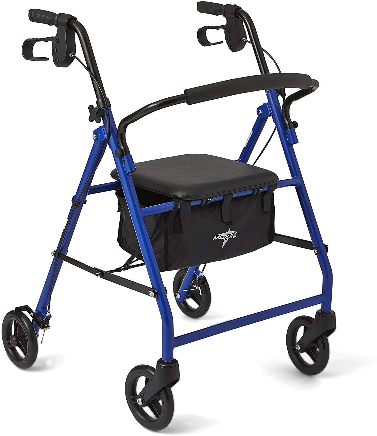 Medline Strong Steel Rollator, Folding Rolling Walker, 6" Wheels, 350lb