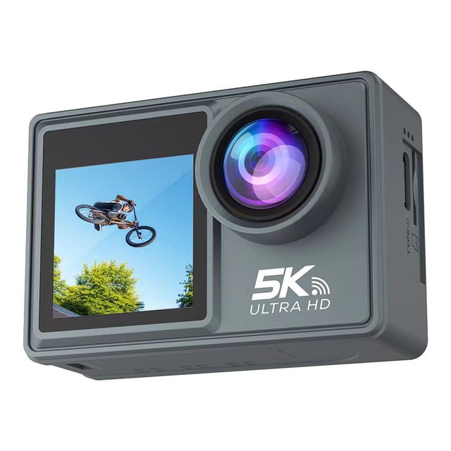 Cámara de acción 5K 30FPS Pantalla IPS dual Cámara de buceo para bicicleta a prueba de agua HD SD 128GB