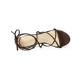 thumbnail image 5 of BLISSFUL STEP Women's Shoes Open Toe Lace Up Block Heel Strappy Heels Coffee 7.5, 5 of 8