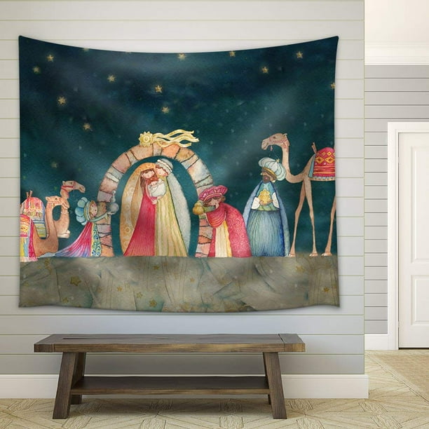 Wall26 Illustration Christian Christmas Nativity Scene with the Three