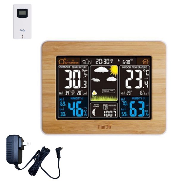 Weather Station Wireless Indoor Outdoor Thermometer, Atomic Alarm Clock