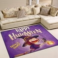 thumbnail image 2 of Coolnut Halloween Flying Little Witch On Purple Lightweight Carpet Mats, 5'3" x 4' Area Soft Rugs, Floor Mat Rug Home Decoration for Kids Room Living Room, 63"x 48", 2 of 6