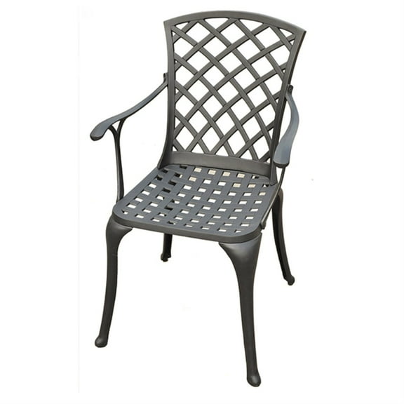 Refreshingly Comfortable Outdoor Armchair - Durable Aluminum, Contoured Seats, Charcoal Black Finish - Set of 2