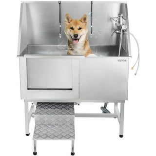 PawBest Stainless Steel Dog Grooming Bath Tub with Ramp, Faucet, Hoses and  Loops (50 Bathtub)