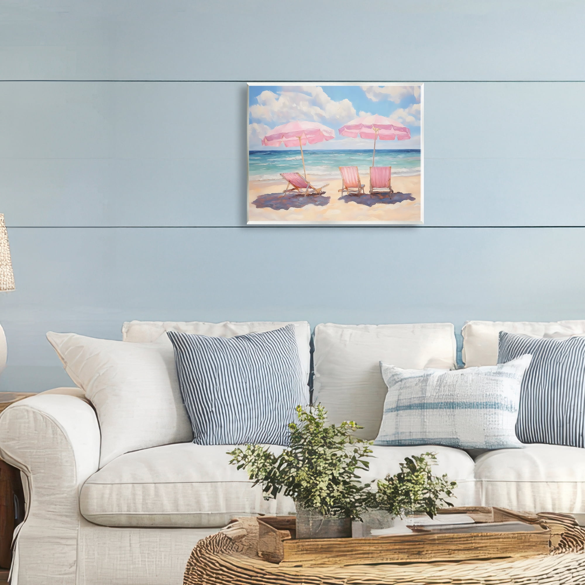 Stupell Industries Pink Summer Chairs by the Sea Wall Plaque Art, design by LSR Design Studio