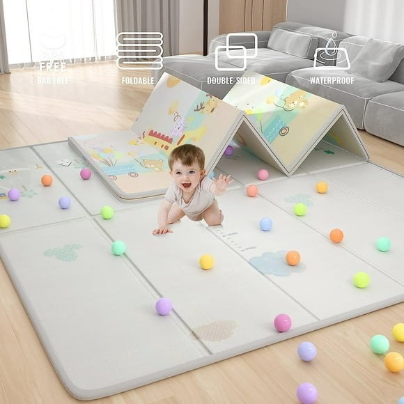 GRM Baby Play Mat, 79" X 71" Extra Large Foam Mat, Foldable ＆ Portable Playmat