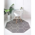 thumbnail image 2 of Unique Loom 3151523 5 x 5 ft. Geometric Trellis Frieze Octagon Rug, Light Gray, 2 of 15