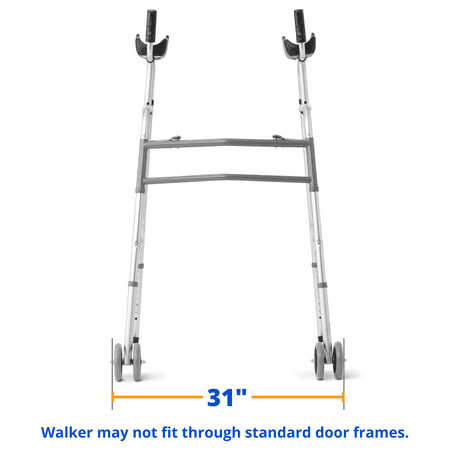 Medline Upright Walker with 5” Dual Wheels, Forearm Walker with Armrests, Height Adjustable, 300lb Weight Capacity