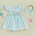 thumbnail image 2 of Gvdentm Baby Girl Summer Clothes Baby Girl Summer Outfit Plaid Bubble Romper Vintage Smocked Outfits Farm Onesie Clothes Summer Clothes Girl|12-18 Months, 2 of 3