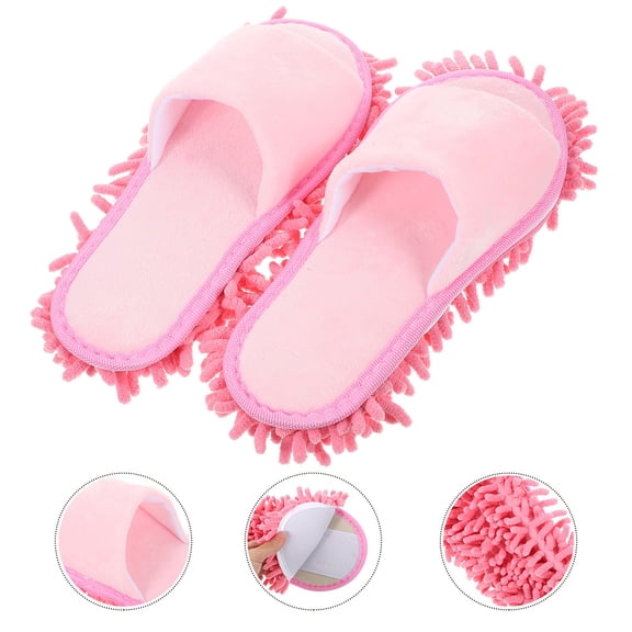 Luxshiny Mop Slippers 1 Pair Washable Floor Cleaning Shoes with Resistant Soles for Home Use