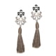 thumbnail image 5 of Pendientes de borla Zulema trenzado con flecos y borlas largas gris, 5 of 7