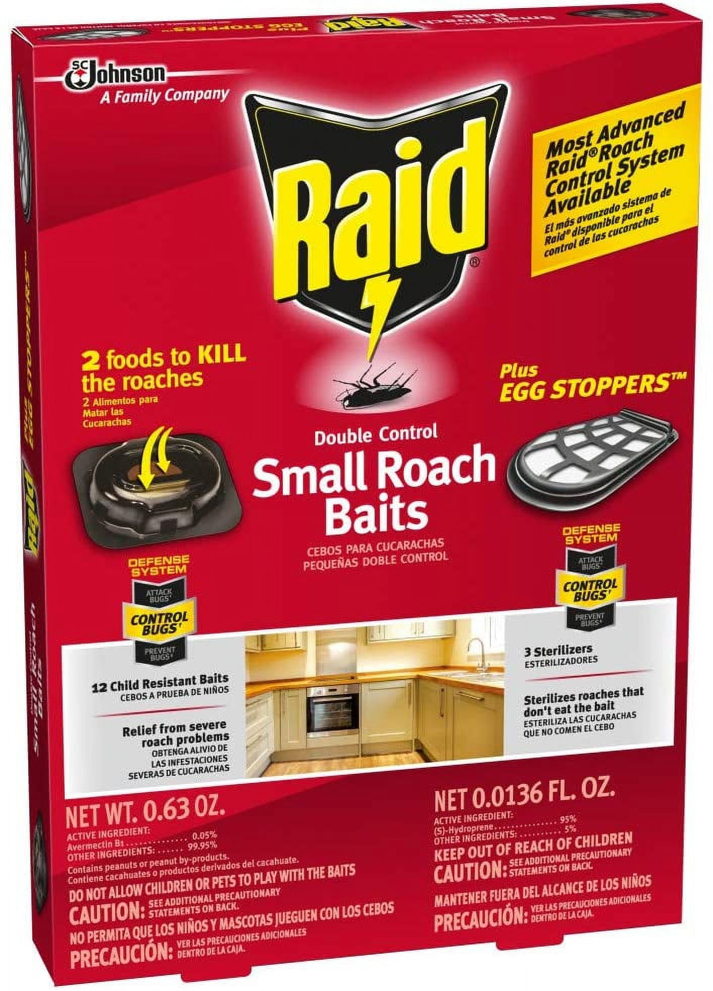 Raid Double Control Small Roach Baits Plus Egg Stopper, 12 CT (Pack -3)