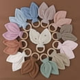 thumbnail image 4 of KEINXS Free Natural Beech Wood Baby Teether Cotton Rabbit Ears Newborn Teething Ring Rodent Gum Pain, 4 of 5