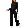thumbnail image 4 of UVN Outfits Sets for Women Casual 2 Piece Lounge Sets Fall Long Sleeve Tops and Wide Leg Pants Tracksuits Pajamas Sets with Pockets, 4 of 11