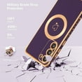 thumbnail image 4 of Magnetic Case for Samsung Galaxy S23 Plus 5G Case[Compatible with MagSafe] Cute Plating Love Hearts Case with Camera Protection,Soft Shockproof TPU Bumper Cover for Women Girls,Dark Violet, 4 of 14