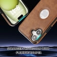 thumbnail image 5 of iPhone 16 Case with Logo Hole, Premium PU Leather + TPU Slim Fit Shockproof Anti-Scratch Heavy Duty Protection Rugged Phone Case for Apple iPhone 16, Brown, 5 of 7