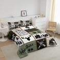 thumbnail image 3 of Rustic Farmhouse Comforter Set Twin Size,Deer Antlers Bear Paws Plaids Patchwork Bedding Adults Room Decor,Pine Trees Down Comforter,Retro Duvet Insert, 3 of 7