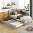 thumbnail image 4 of Costway Twin Size Platform Bed with Trundle Pull-out Trundle Headboard & Footboard Gray, 4 of 10